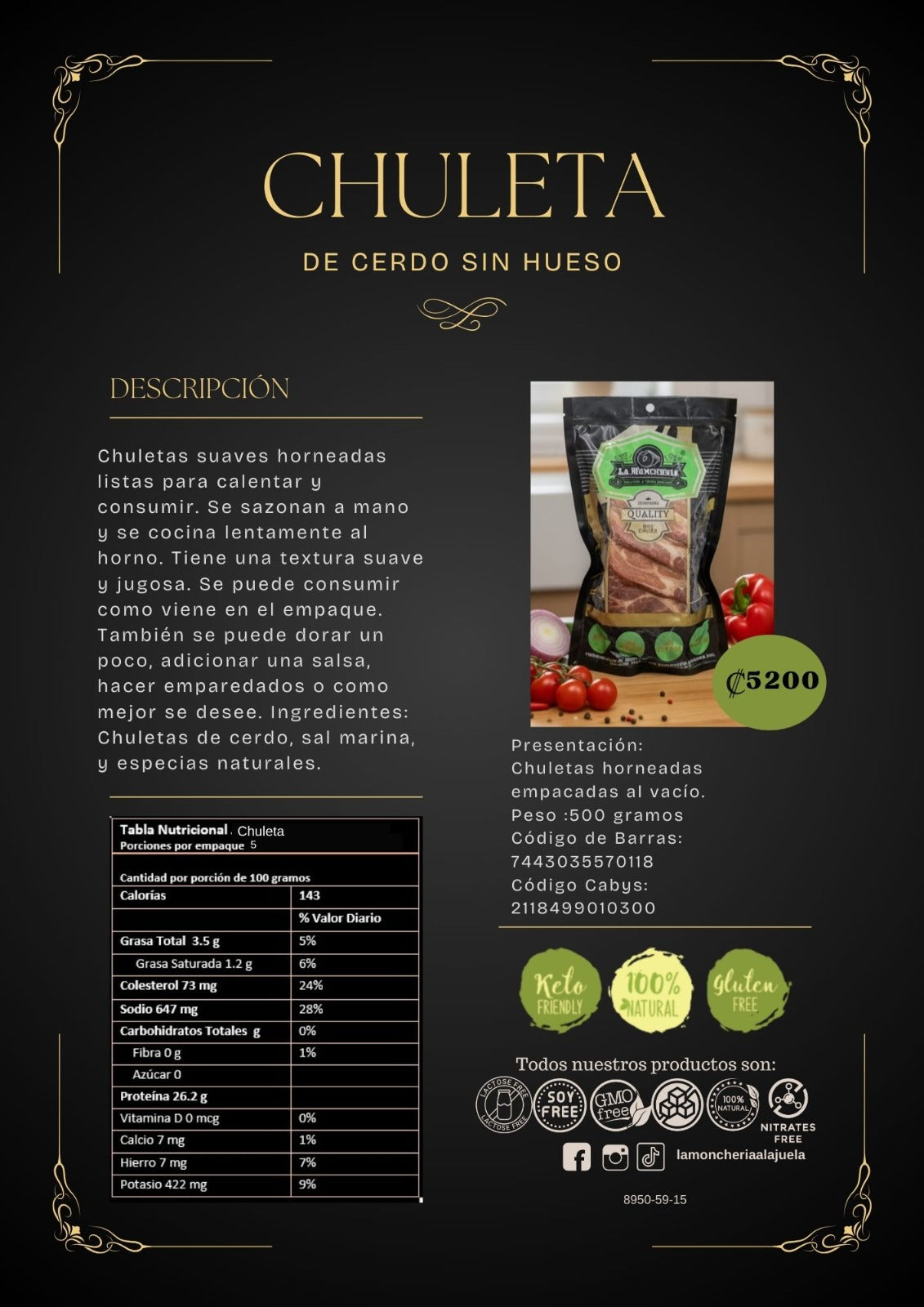 Chuleta de Cerdo sin Hueso